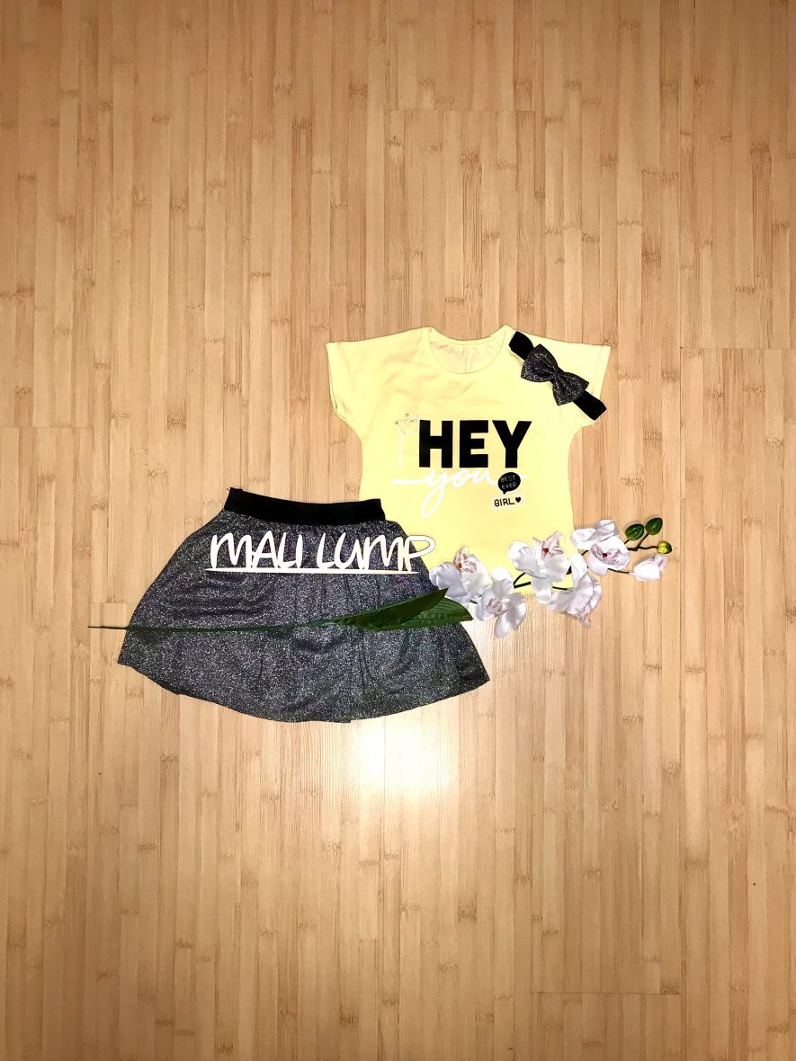 Dekliški komplet – rumeno-črn