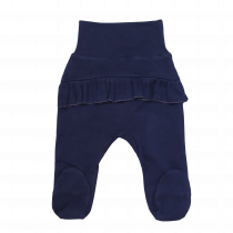 dolge hlače s stopalkami temno modre volančki